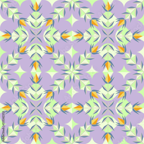 Seamless floral vector pattern swatch in bee yellow, light jade and blue haze color