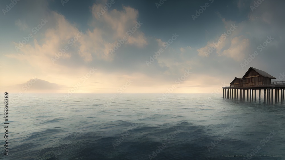 Generative AI,scenic view of sea against sky during sunset Generative AI,scenic view of sea against sky during sunset