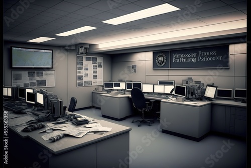 News room at the Washington Post. Newsroom of a major American newspaper. Generative AI