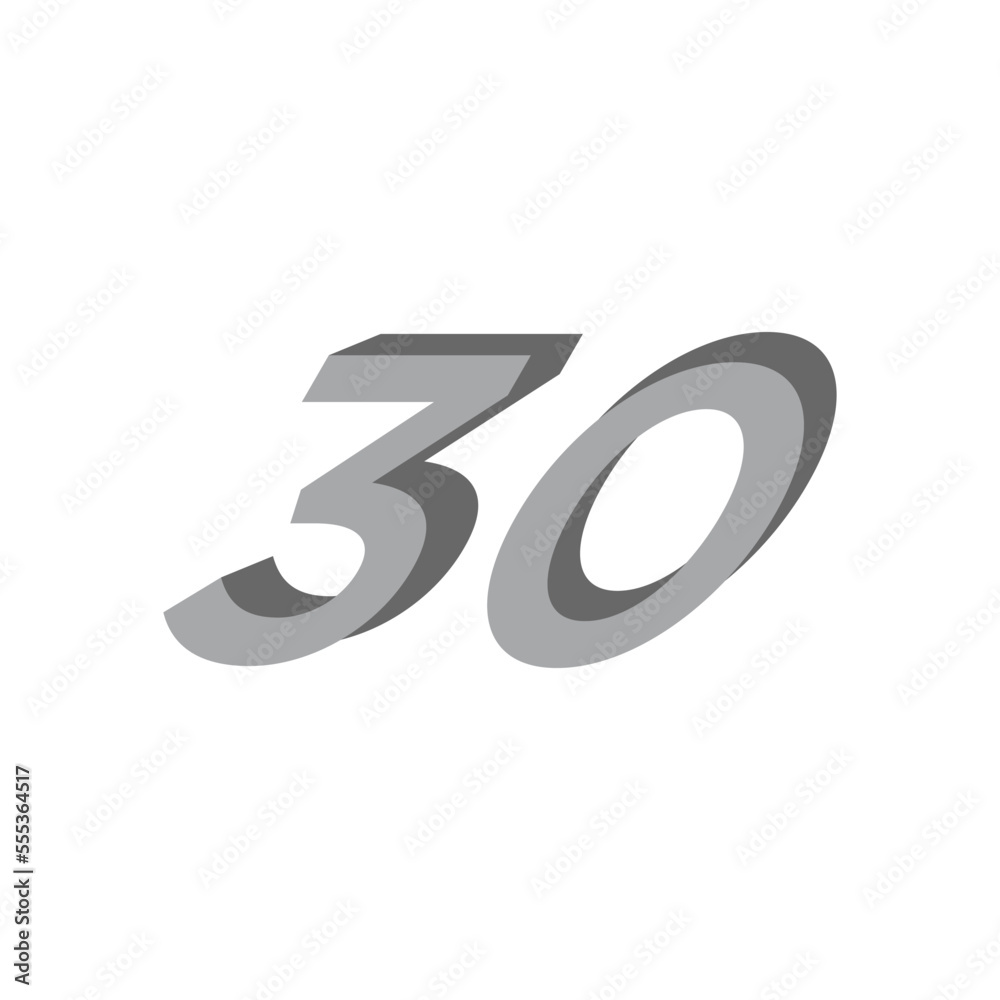 Number 3d silver italic logo template illustration Number 3d silver italic logo template illustration
