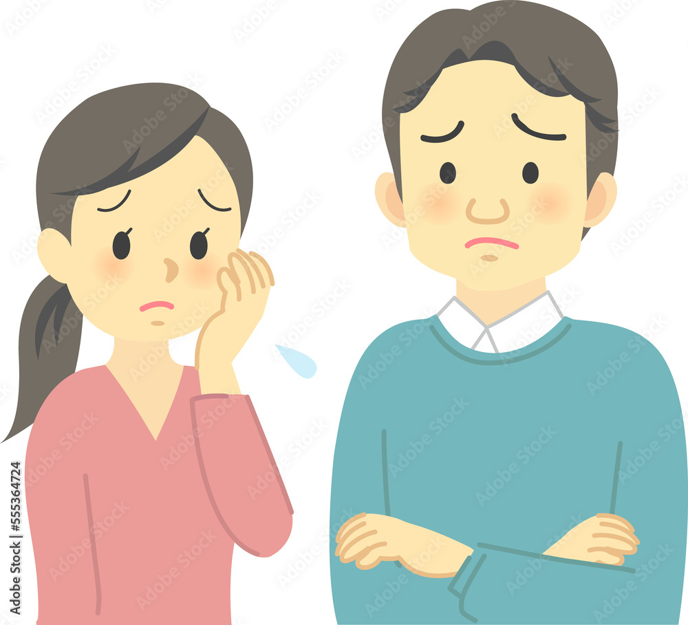 イラスト素材:若夫婦が向かい合って困った表情で思い悩む場面 腕組みした姿(黒髪の男女)(透過背景)
イラスト素材:若夫婦が向かい合って困った表情で思い悩む場面 腕組みした姿(黒髪の男女)(透過背景)