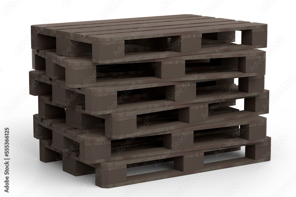 Set of wooden pallet for warehouse cargo storage isolated on white background. Set of wooden pallet for warehouse cargo storage isolated on white background.
