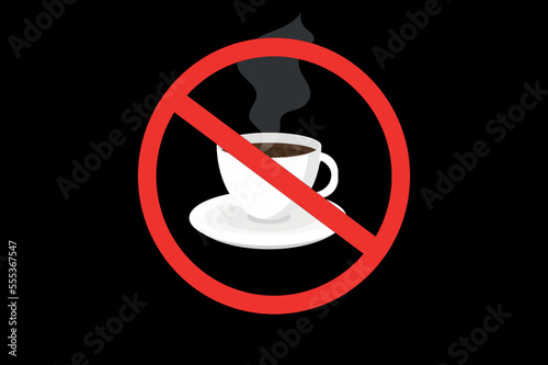 a symbol sign without prohibition to drink coffee in a red circle cup