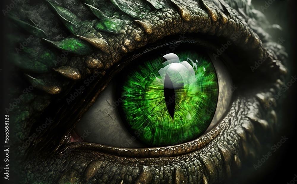 Green dragons eye. generative ai Stock Illustration Adobe Stock