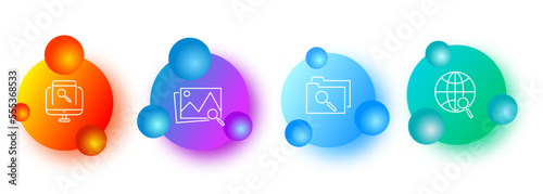 Search icon. Document, photograph, file, essence, monitor, computer, work. Search concept. Gradientstyle. Vector line icon for business