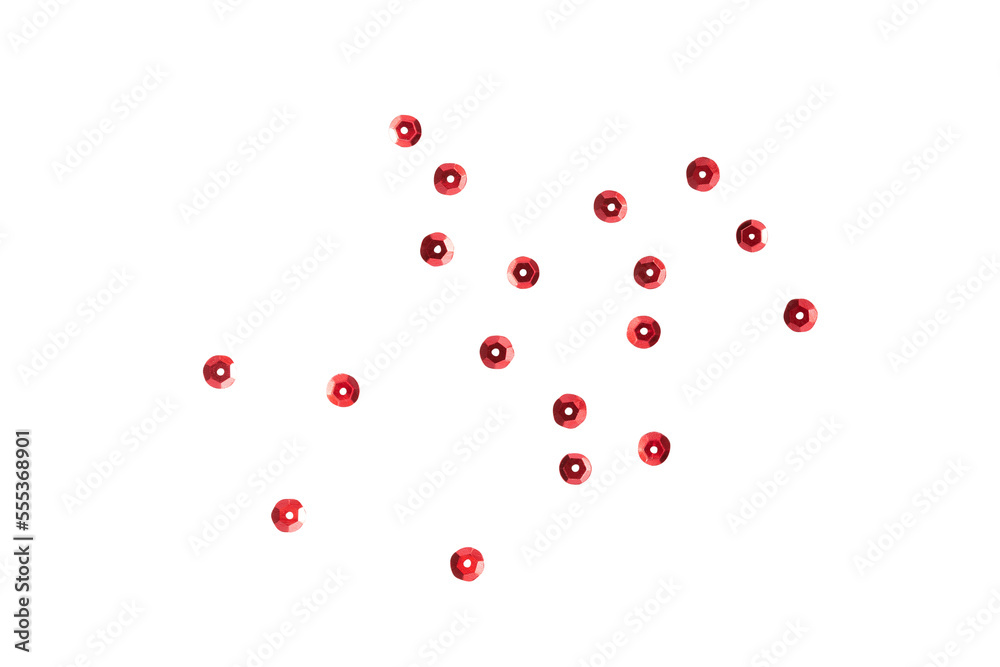 Red dots confetti, Red sparkle decoration cutout, Png file.