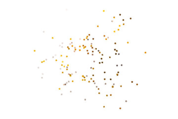 Golden and silver star confetti, Gold stars sparkle decoration cutout, Png file.