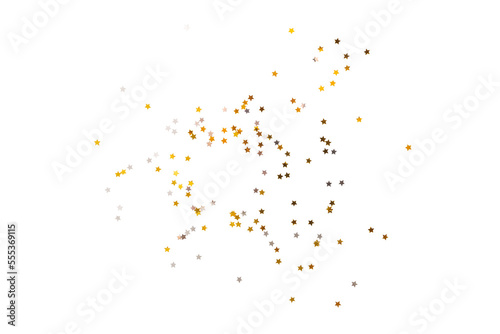Golden and silver star confetti, Gold stars sparkle decoration cutout, Png file.