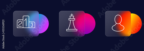 Victory icons set. Chess, king, man, winner, game, competition. The concept of victory. Glassmorphism style. Vector line icon for business