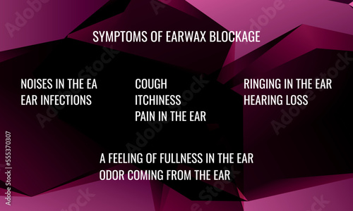 Symptoms of Earwax blockage. Vector illustration for medical journal or brochure.