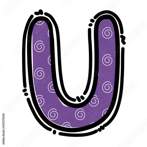U alphabet letter png, purple color cute design