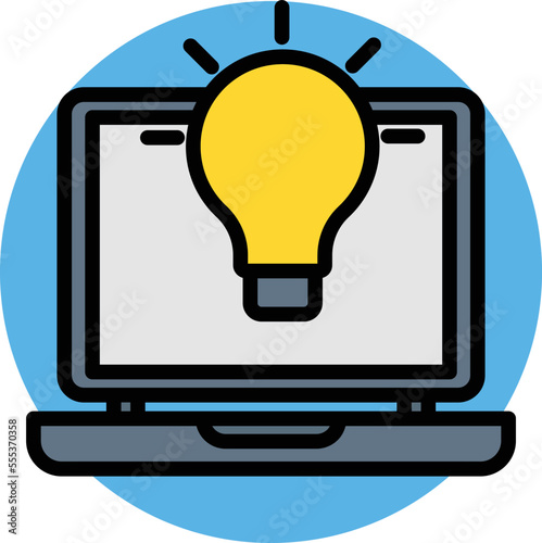 Thoughtful laptop Vector Icon
