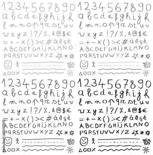 hand drawn alphabet font scribble doodle