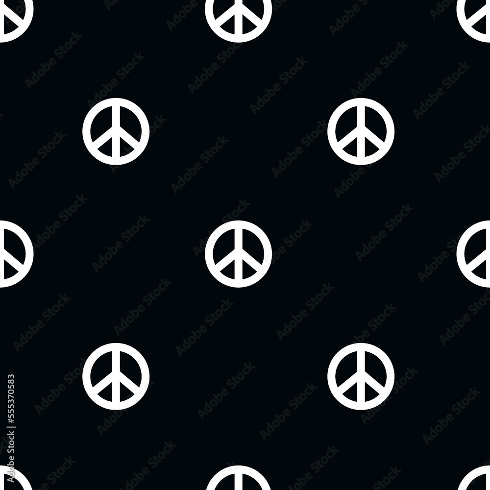 Vector flat hand drawn seamless pattern with pacific, peace symbol. Flat vector hippy boho illustration