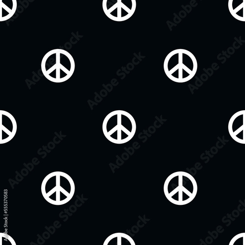 Vector flat hand drawn seamless pattern with pacific, peace symbol. Flat vector hippy boho illustration