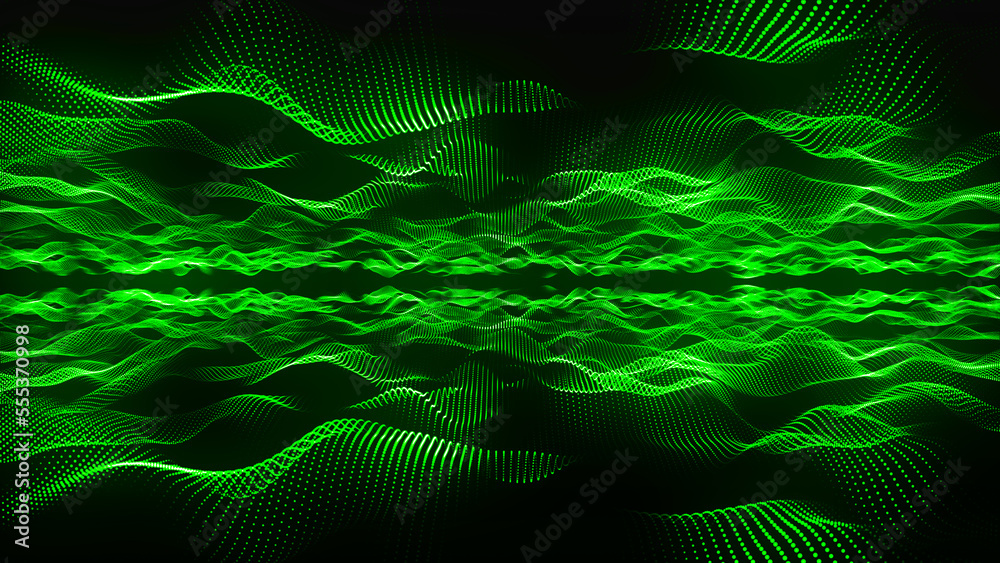 Abstract wave of particles. Futuristic background. Big data visualization. Network connection. Data transfer. 3d. Abstract wave of particles. Futuristic background. Big data visualization. Network connection. Data transfer. 3d.