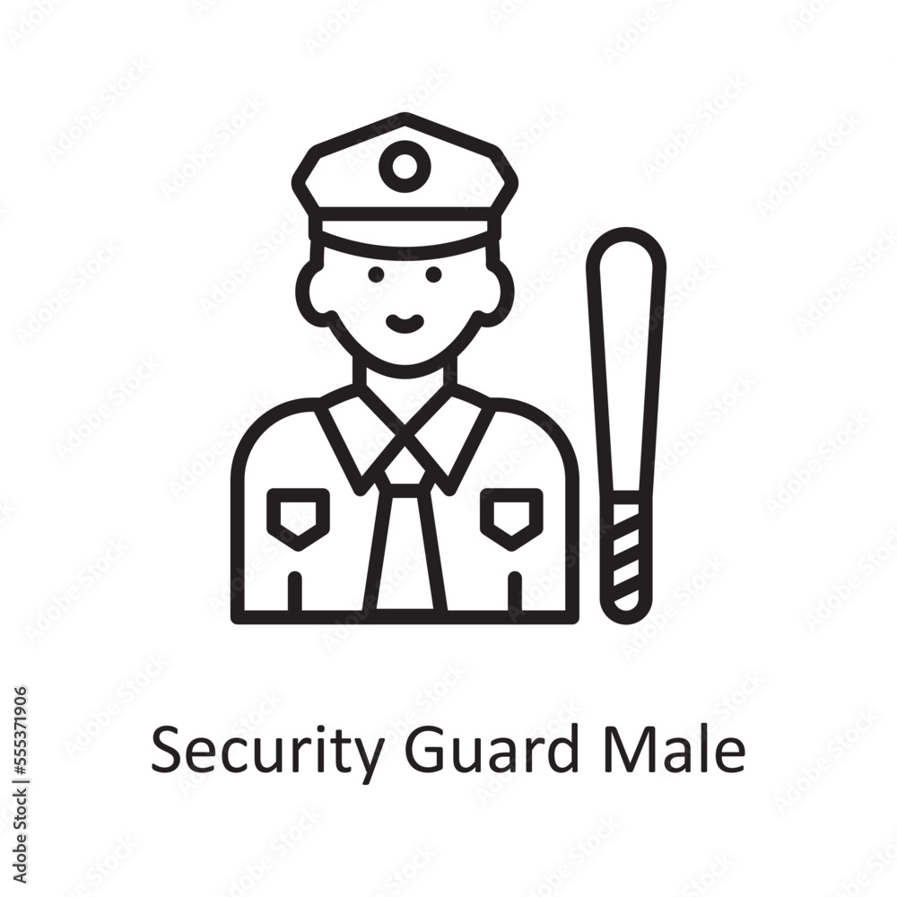 Security guard male Vector Outline Icon Design illustration. Law Enforcement Symbol on White background EPS 10 File Security guard male Vector Outline Icon Design illustration. Law Enforcement Symbol on White background EPS 10 File