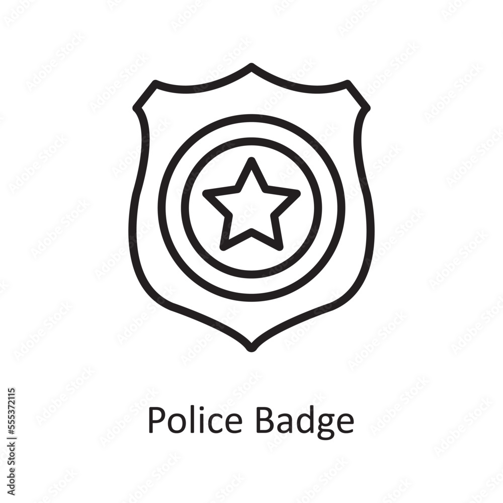Police badge  Vector Outline Icon Design illustration. Law Enforcement Symbol on White background EPS 10 File