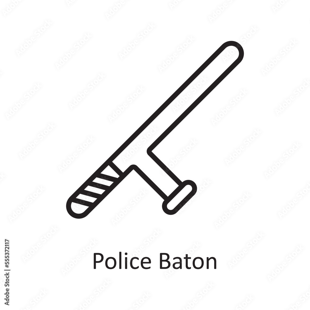 Police baton Vector Outline Icon Design illustration. Law Enforcement Symbol on White background EPS 10 File Police baton Vector Outline Icon Design illustration. Law Enforcement Symbol on White background EPS 10 File