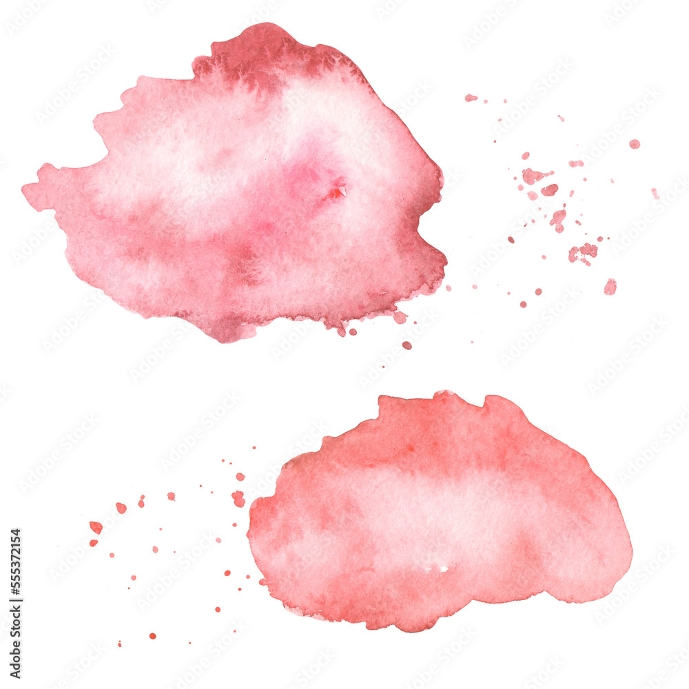 Watercolor red and cherry watercolor stain with watercolor splatter for wedding invitations