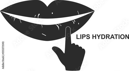 Lips hydration icon, hydrating lip icon black vector