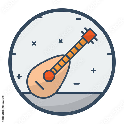 Cura Baglama or Saz concept, Oud stringed instrument vector color icon design, Republic of Turkiye symbol, Turkey culture sign, Turkish traditions Elements stock illustration
