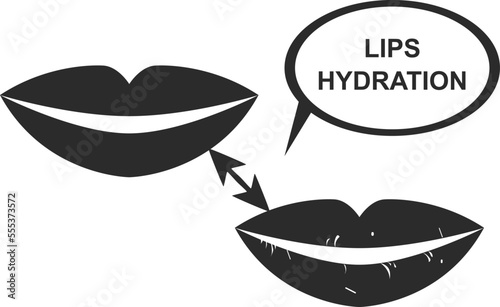 Lips hydration icon, hydrating lip icon black vector