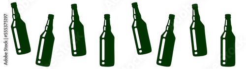 Set of  bottles of beer. Beer vector icon. Bar, pub symbol, logo illustration. Different style icons set. Vector graphics