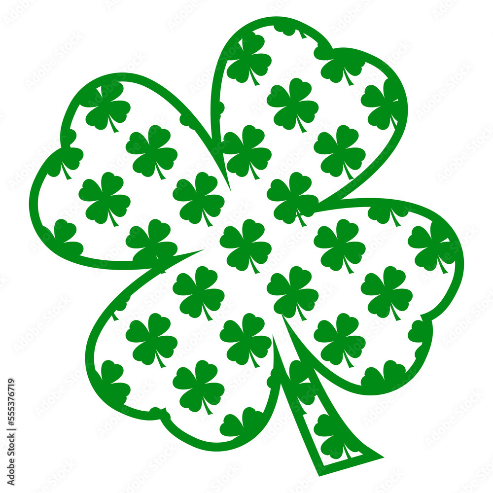 Día de San Patricio. Símbolo de suerte. Silueta aislada de shamrock