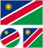 State flag of Namibia. Illustration with the sun.