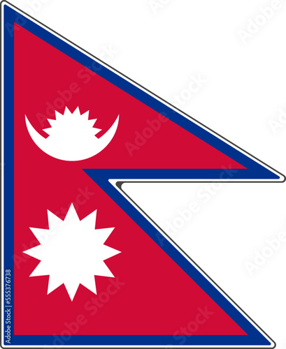 National flag of Nepal. Illustration with signs.