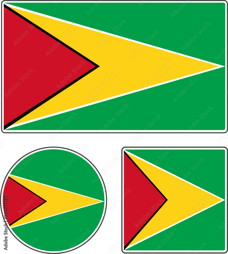 The national flag of Guyana. Red yellow green vector illustration. The national flag of Guyana. Red yellow green vector illustration.