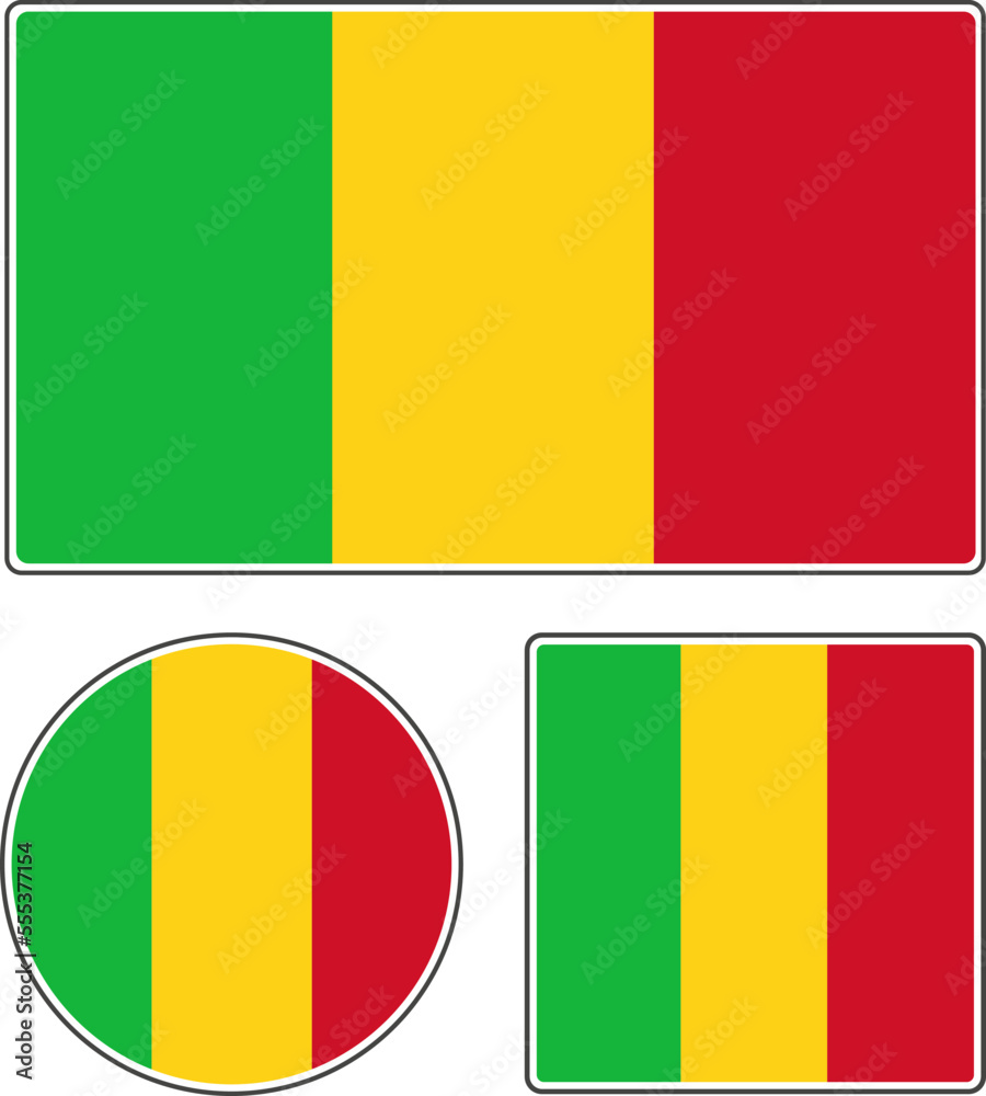 Fototapeta premium National flag of Mali. Green yellow red vector illustration.