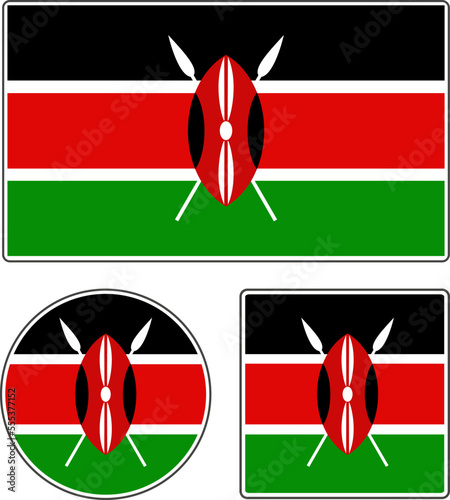 National flag of Kenya. Black red green vector illustration.
