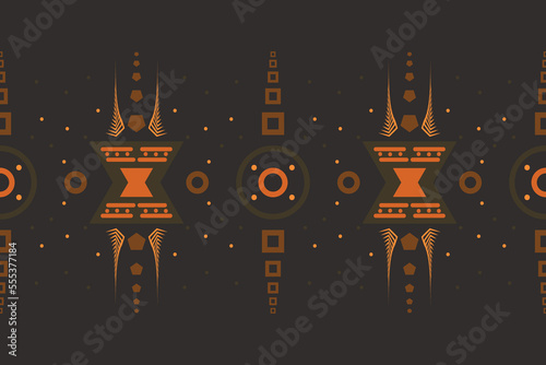 Ethnic border Ikat Seamless Pattern Textile ikat stripe seamless pattern digital vector design for Print saree Kurti Borneo Fabric border brush symbols swatches party wear