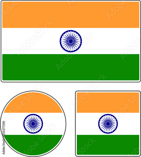 State flag of India. Illustration with circle and rays.