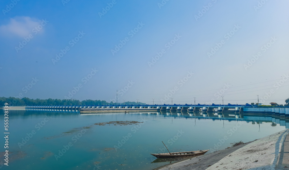 Beautiful landscape view of Teesta Barrage, one of the most scenic places in Bangladesh. Bangladesh tourism. Teesta Barrage, West Bengal's multipurpose water taming project on Teesta.