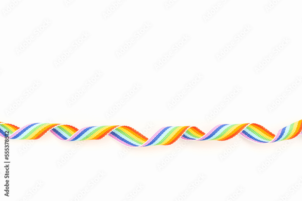 Rainbow cloth ribbon on a white background Rainbow cloth ribbon on a white background