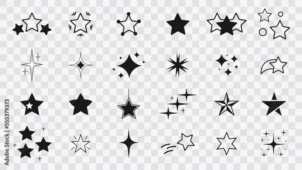 Star icon set on transparent background. Сollection of original vector stars, icons. Bright firework, decoration twinkle, shiny flash. Glowing light effect stars and bursts collection. Vector Star icon set on transparent background. Сollection of original vector stars, icons. Bright firework, decoration twinkle, shiny flash. Glowing light effect stars and bursts collection. Vector