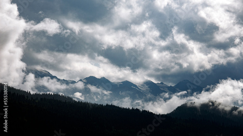 Magnificent mountains and impressive overcast sky