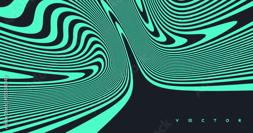 Psychedelic pattern with melting and distorting lines. The geometric background by stripes. 3d vector illustration for brochure, annual report, magazine, poster, presentation, flyer or banner.