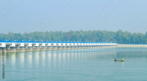 Beautiful landscape view of Teesta Barrage, one of the most scenic places in Bangladesh. Bangladesh tourism. Teesta Barrage, West Bengal's multipurpose water taming project on Teesta.