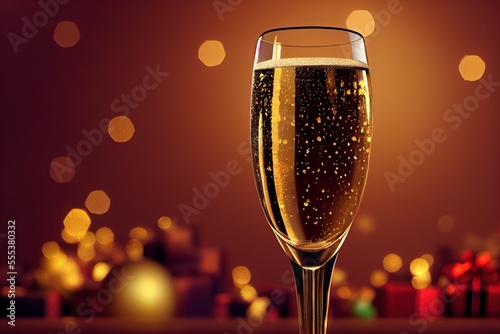 A Glass of Champagne with r...