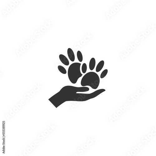  Human hands and animal paw glyph icon.