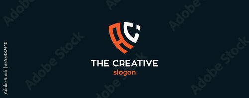 initial AC logo template vector illustration. A monogram logo designed in shield like shape. Creative brand identity design