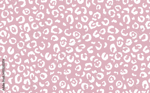 Abstract modern leopard seamless pattern. Animals trendy background. Pink and white decorative vector stock illustration for print, card, postcard, fabric, textile. Modern ornament of stylized skin