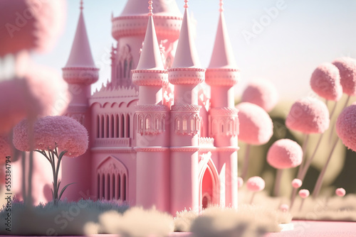 pink castle in spring,princess castle in the park,fairy tale castle