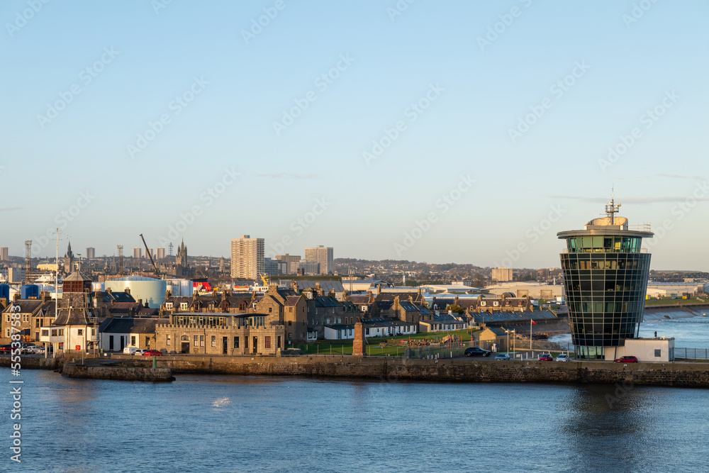 20 December 2022. Aberdeen,Aberdeen City,Scotland. This is a view of the Control Towers, Old and New for Aberdeen Harbour.