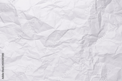 White crumpled paper texture background, clean white wrinkled paper, top view.