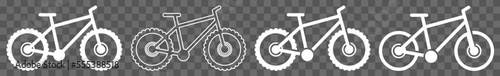 Mountain Bike Icon White | Downhill Mountain Bike Set | Mountain Bikes Icon Bicycle Vector Illustration Logo | Mountain Bike Sign | Black Mountain Bike Icon Isolated Cycle Collection